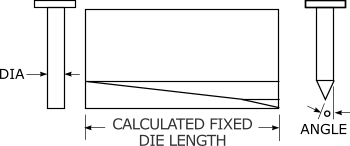 DIA ° ANGLE CALCULATED FIXED  DIE LENGTH